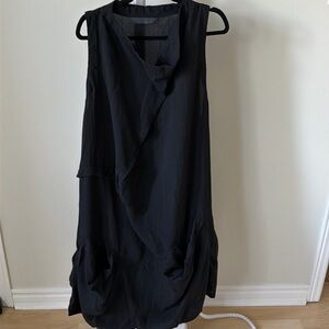 Moyuru Japan black cotton oversized art to wear, avant-garde maxi dress, size M